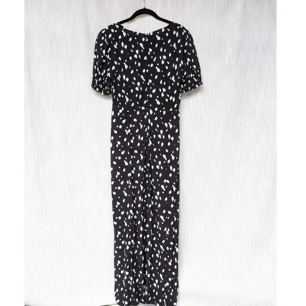 NWT Bardot Millie Black Abstract Spot Short Sleeve Midi Maxi Dress, size 6/S - Picture 3 of 10
